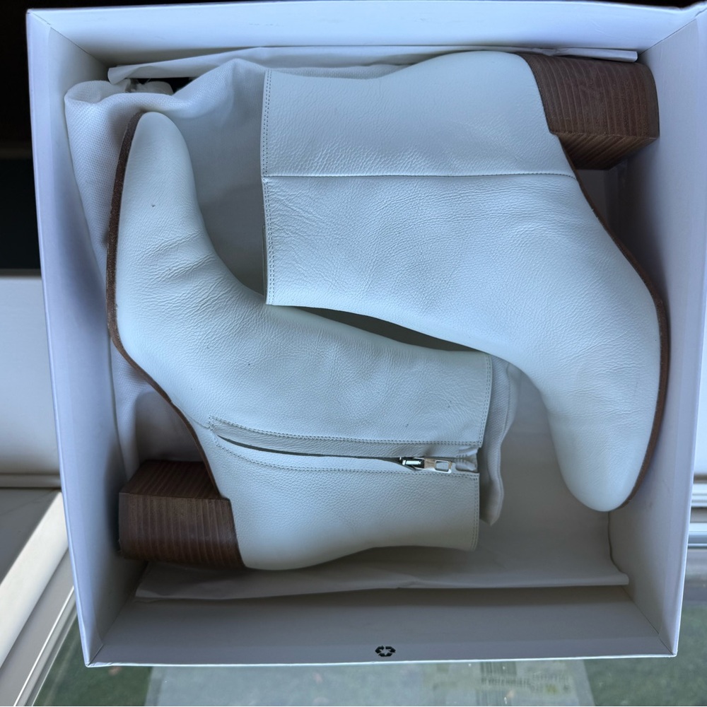 Vince Cream Leather Ankle Boots